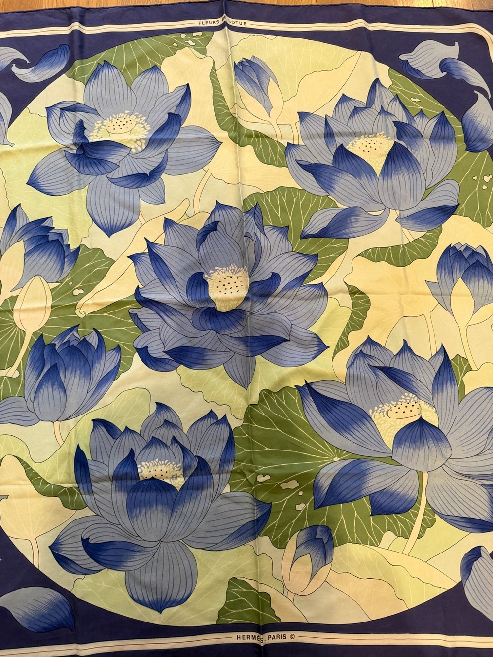 Authentic Vintage Hermès "Fleurs de Lotus" Silk Scarf (Carré 90)